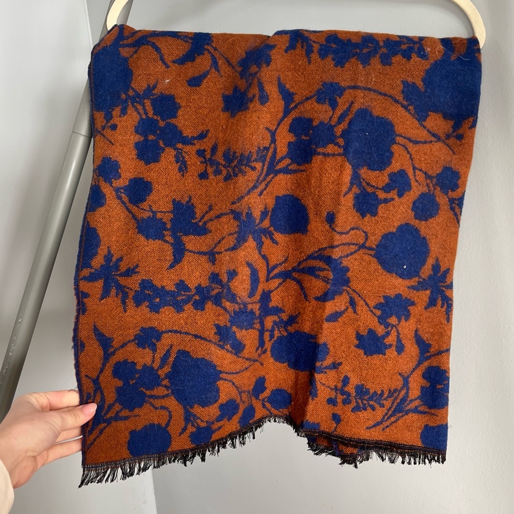 Orange and blue floral scarf from target